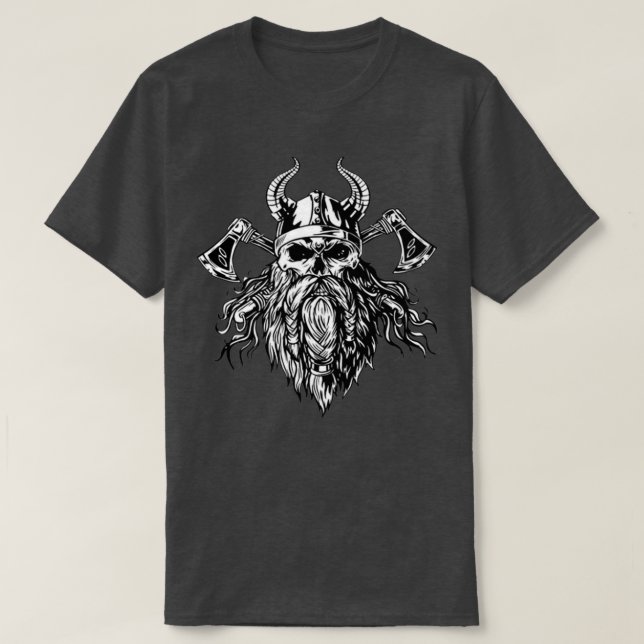 Camiseta Viking Skull Norse Warrior (Frente do Design)