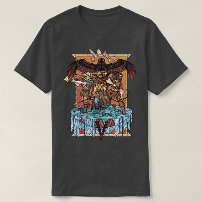 Camiseta Viking Trio exploring Valheim (Frente do Design)