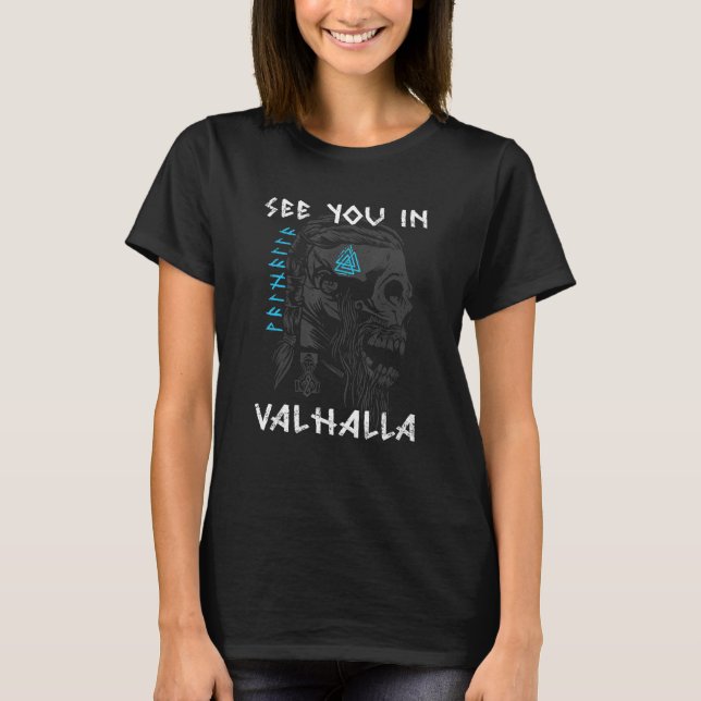 Camiseta Viking Valhalla Odin Thor Hammer Schieldmaid Berse (Frente)