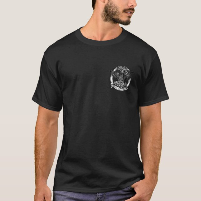 Camiseta Viking Walhalla Odin Thor Martelo Nordmann em Ambo (Frente)