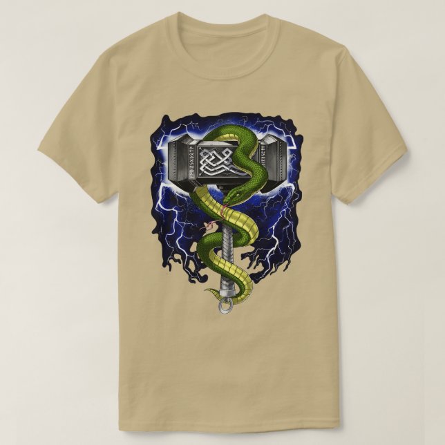 Camiseta Viking Warrior Hammer (Frente do Design)