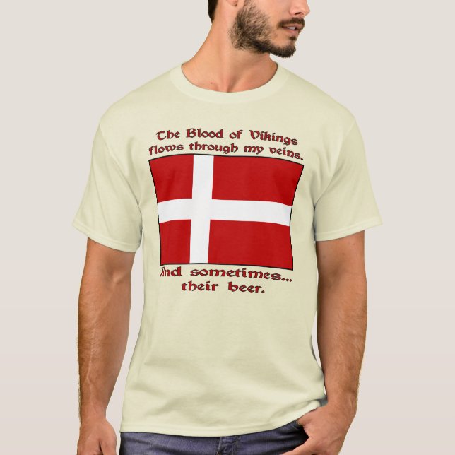 Camiseta Vikings Sanguíneos Voam Veias Às Vezes Cerveja Mas (Frente)