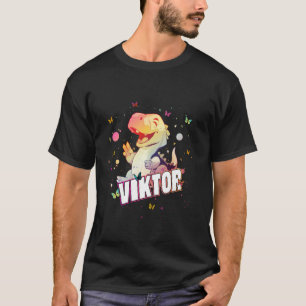 Camiseta VIKTOR - Nome de Menino Bonito com Dinossauro Giro