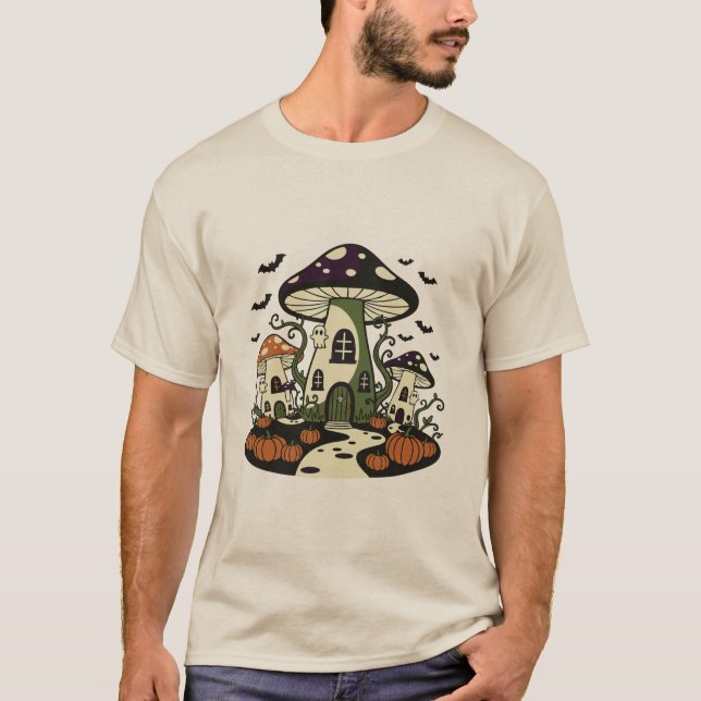 Camiseta Vila de Cogumelos Assombrada Halloween (Frente)
