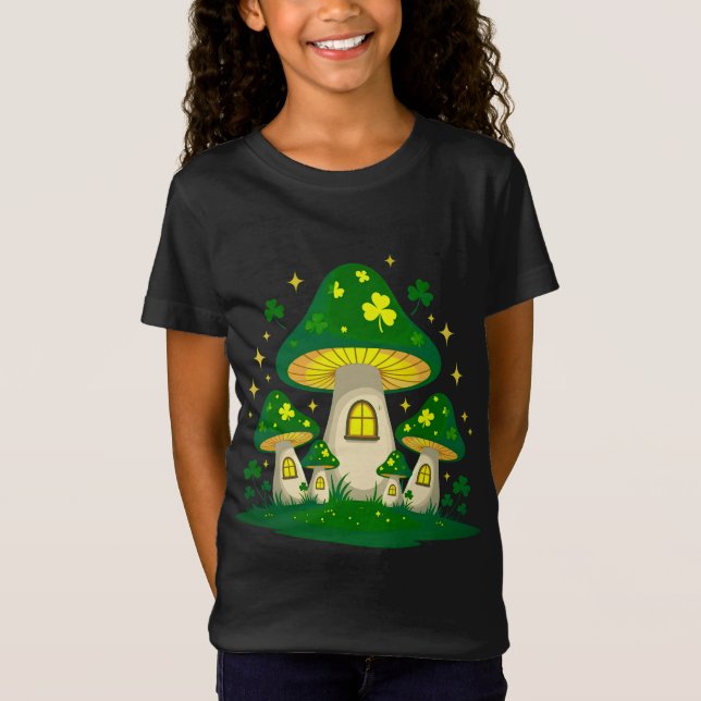 Camiseta Vila Mágica de Cogumelos com Luzes (Frente)
