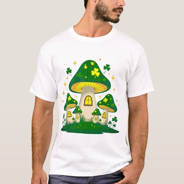 Camiseta Vila Mágica de Cogumelos com Luzes (Frente)