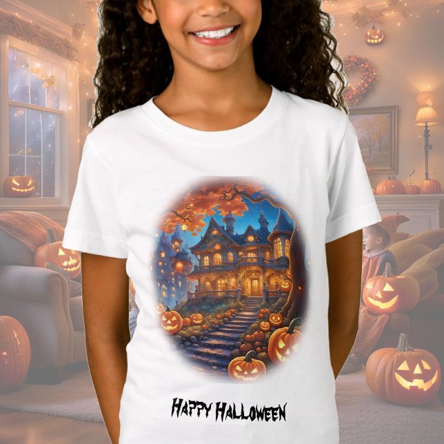 Camiseta Villa Spooky na floresta, abóboras, Halloween (Criador carregado)