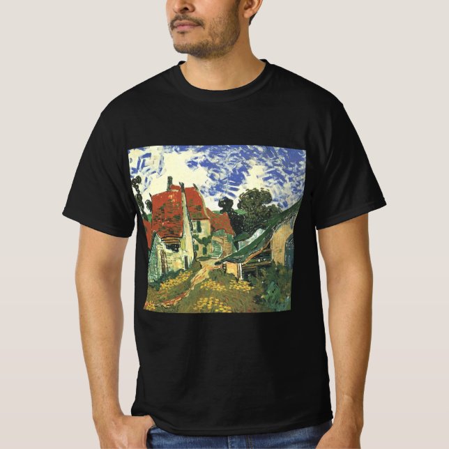 Camiseta Village Street em Auvers por Vincent van Gogh (Frente)