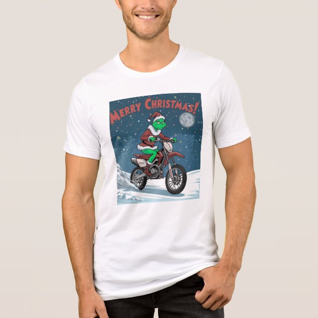 Camiseta Villain Store – Grinch Gone Wild Dirt Bike Christm (Frente)