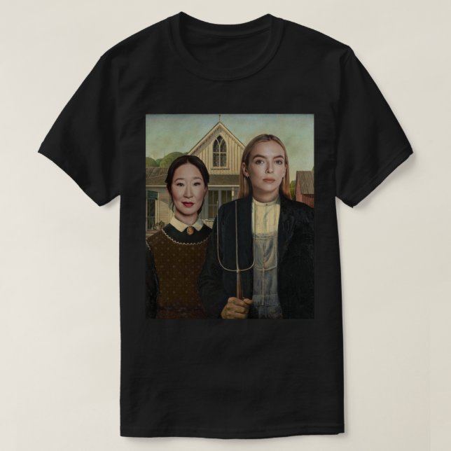 Camiseta Villanelle e Eve American Gothic Killing Eve (Frente do Design)