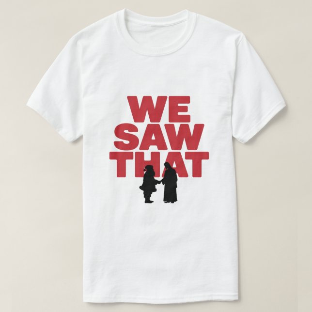 Camiseta VIMOS ISSO! Papais noeis e Jesus estão sempre assi (Frente do Design)