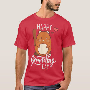 Camiseta Vinatage Happy Groundhog Day Engraçado Madeira Chu