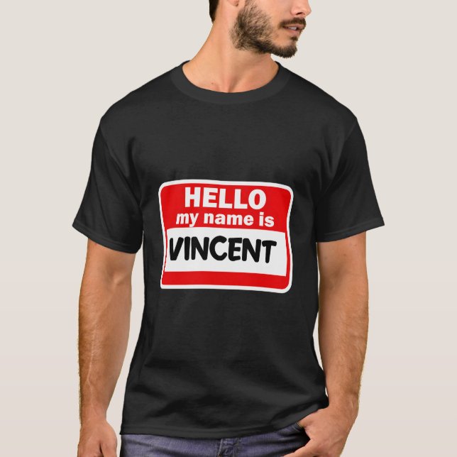 Camiseta Vincent Hello Meu Nome É Tshirt Em Personalidade (Frente)