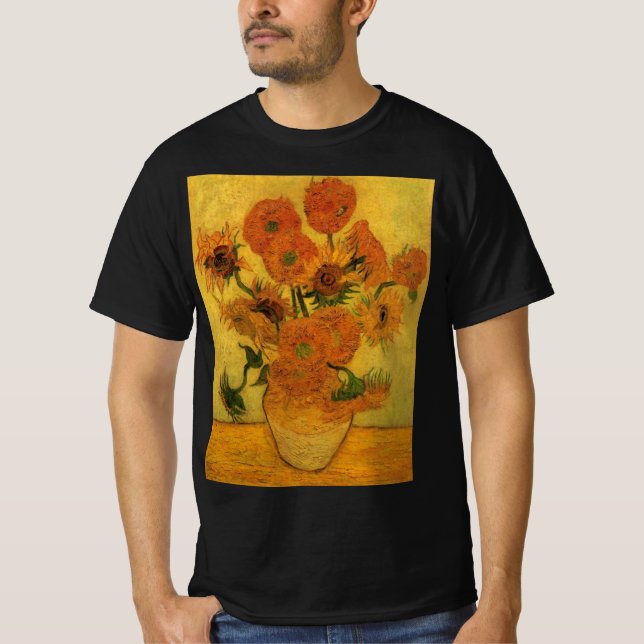Camiseta Vincent van Gogh Ainda Vase com 15 Girassóis (Frente)