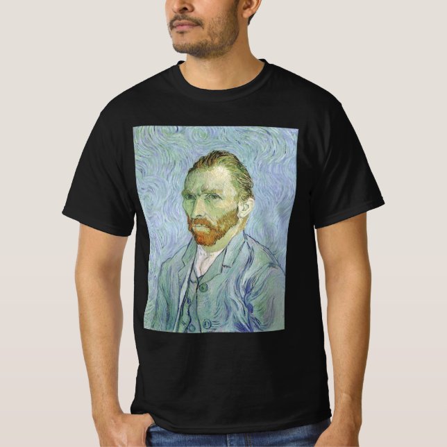 Camiseta Vincent van Gogh - autorretrato de Van Gogh em azu (Frente)