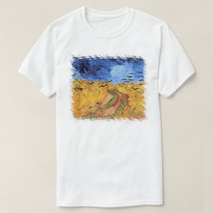 Camiseta Vincent Van Gogh - Campo de Trigo com Corvos Preto