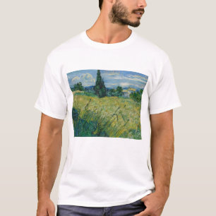 Camiseta Vincent Van Gogh, Campo de Trigo Verde com Cypress