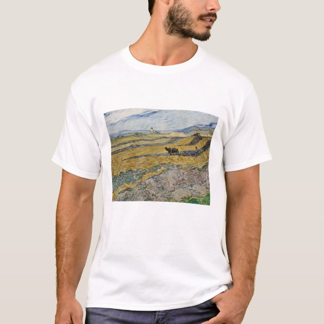 Camiseta Vincent Van Gogh, Campo fechado com Plowman (Frente)