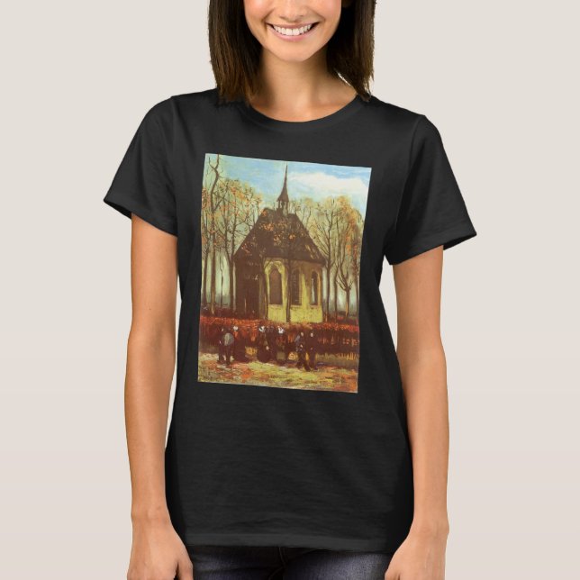 Camiseta Vincent van Gogh - Capela em Nuenen, Churchgoers (Frente)