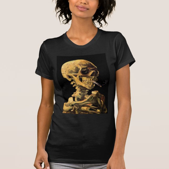 Camiseta Vincent Van Gogh - Crânio Com Cigarro Queimado (Frente)
