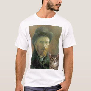 Camiseta Vincent van Gogh e seu gato de gato malhado