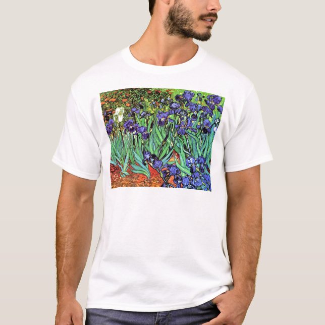 Camiseta Vincent Van Gogh - Íris - Amante de Flores Arte Fi (Frente)