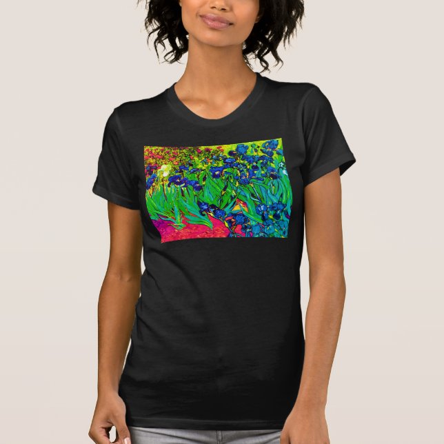 Camiseta Vincent Van Gogh - Íris - Amante de Flores Pop Art (Frente)