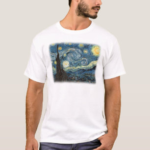 Camiseta Vincent van Gogh, Noite Estrelada. Arte famosa.