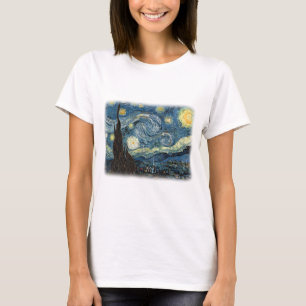 Camiseta Vincent van Gogh, Noite Estrelada. Arte famosa.