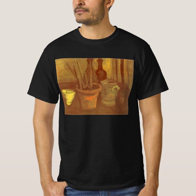 Camiseta Vincent van Gogh - Pincéis da Vida Estática no Pot (Frente)