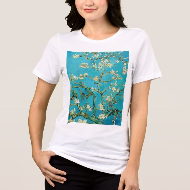 Camiseta Vincent Van Gogh pintando Flores de Amendoeira (Frente)
