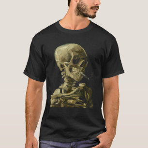 Camiseta Vincent Van Gogh Skull Com Cigarro De Esqueleto