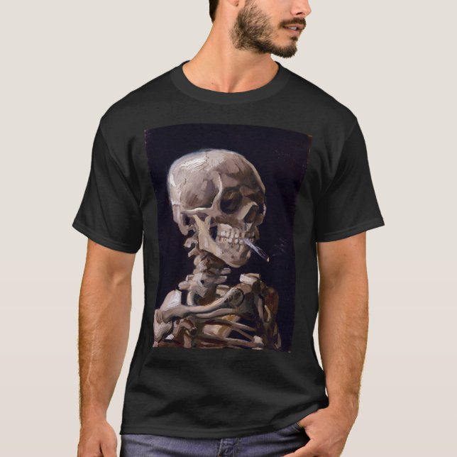 Camiseta Vincent Van Gogh - Skull with Burning Cigarette (n (Frente)