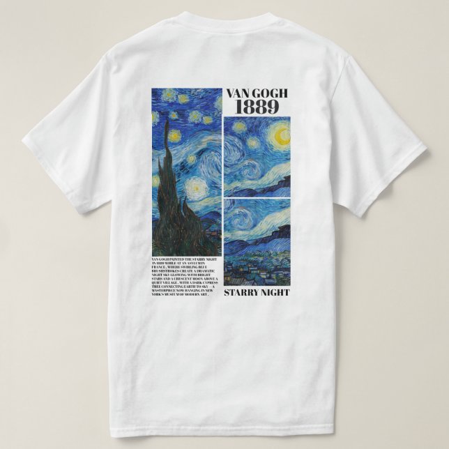 Camiseta Vincent Van Gogh Starry Night 1889 Art  (Verso do Design)
