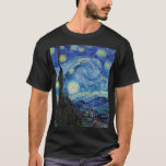 Camiseta Vincent Van Gogh Starry Night Vintage<br><div class="desc">Vincent Van Gogh Starry Night Vintage T-shirt de arte</div>