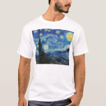 Camiseta Vincent Van Gogh Starry Night Vintage<br><div class="desc">Vincent Van Gogh Starry Night Vintage T-shirt de arte</div>