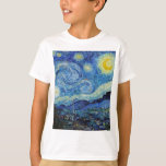 Camiseta Vincent Van Gogh Starry Night Vintage<br><div class="desc">Vincent Van Gogh Starry Night Vintage - Camiseta de Belas Artes</div>