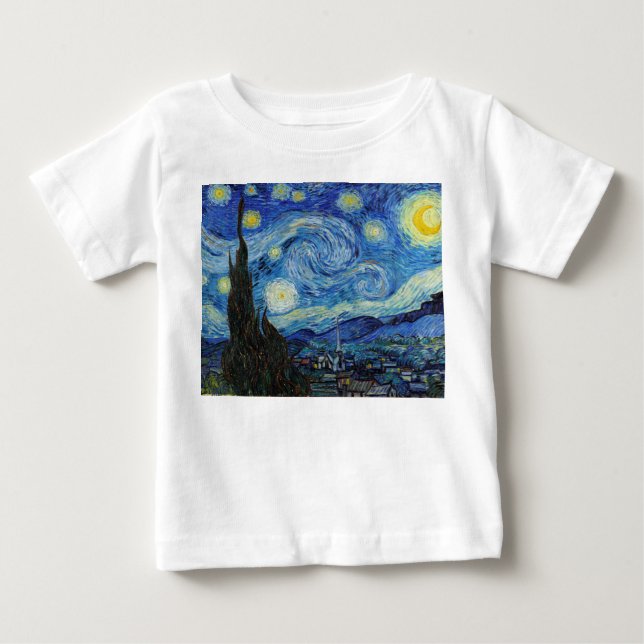 Camiseta Vincent Van Gogh Starry Night Vintage Fine Art (Frente)