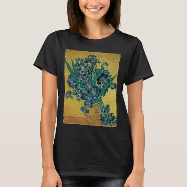 Camiseta Vincent van Gogh - Vase w Irises - Fundo Amarelo (Frente)