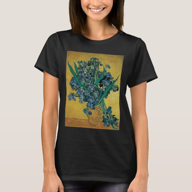 Camiseta Vincent van Gogh - Vaso com Íris em Fundo Amarelo (Frente)