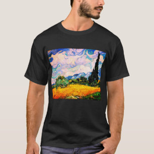 Camiseta Vincent Van Gogh Wheat Field com Cyprestes