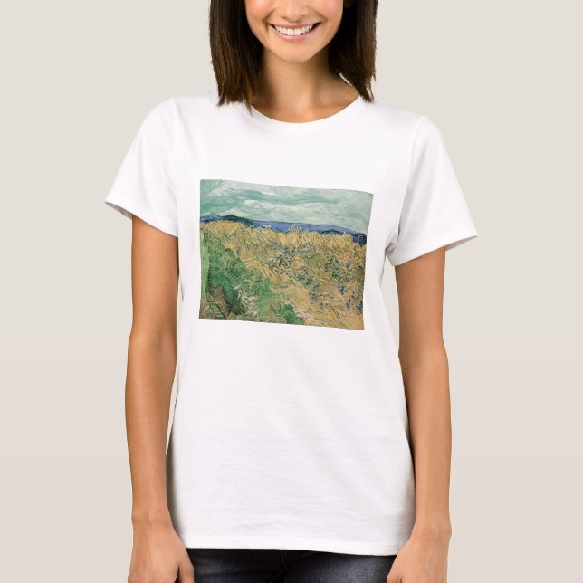 Camiseta Vincent Van Gogh, Wheatfield Com Cornflower (Frente)