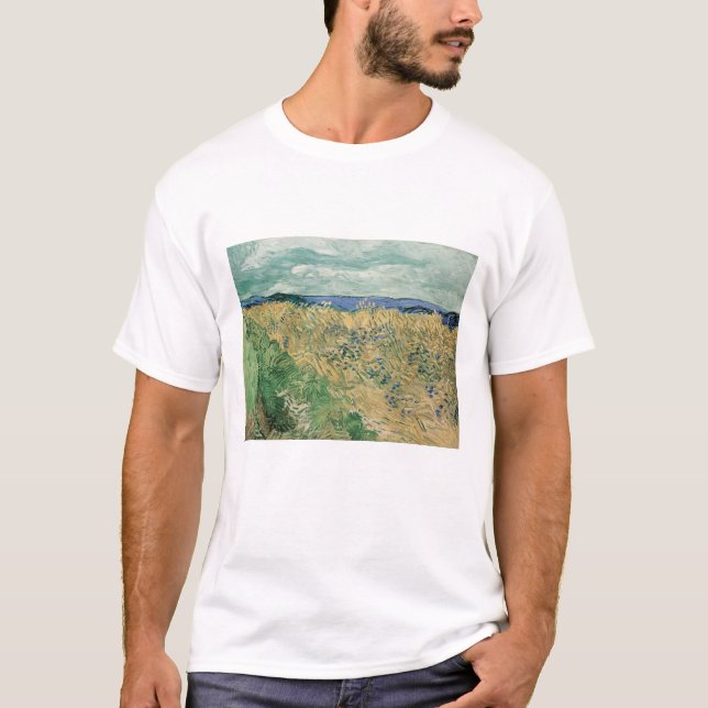 Camiseta Vincent Van Gogh, Wheatfield Com Cornflower (Frente)