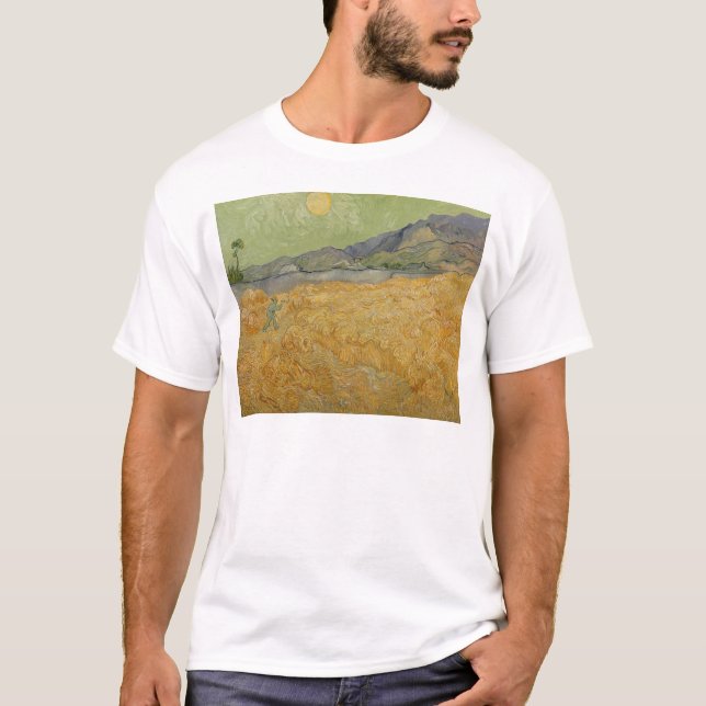 Camiseta Vincent van Gogh| Wheatfield com Reaper, 1889 (Frente)