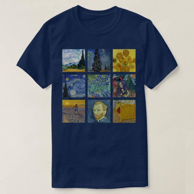 Camiseta Vincent van GoghFamous Paintings Starry Night Sunf (Frente do Design)
