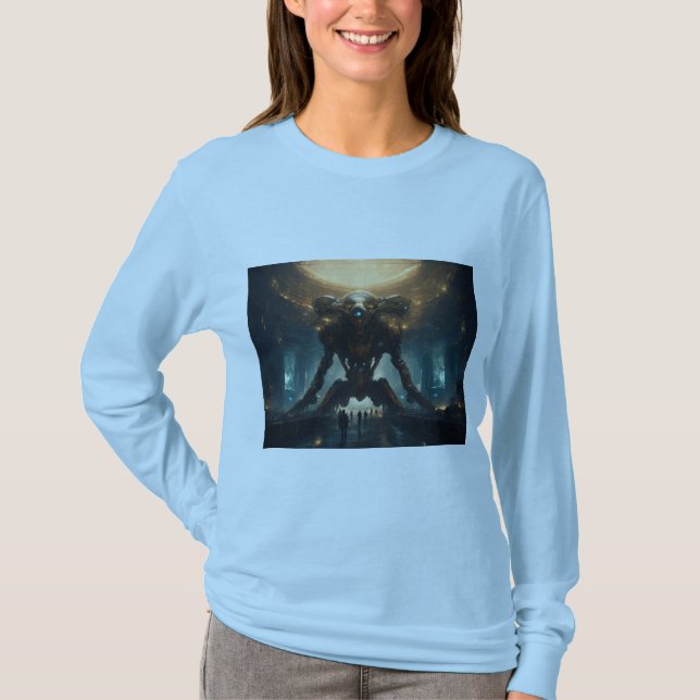 Camiseta Vingadores vs Cyborgs: Confronto no Nexo Técnico (Frente)