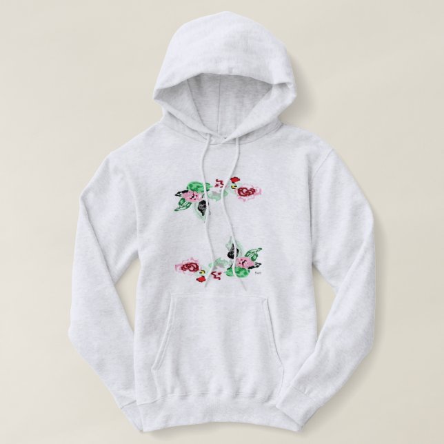 Camiseta Vinha de camisola de capuz com Rosa (Frente do Design)