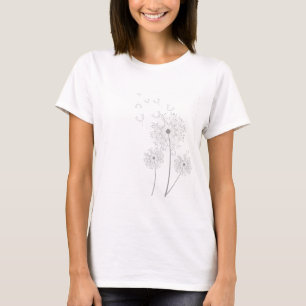 Camiseta Vinhas de Flores de Dente-de-Leão Casamento Românt