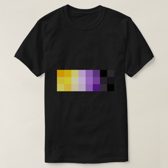 Camiseta Vinheta adesiva de pixel não binária (Frente do Design)