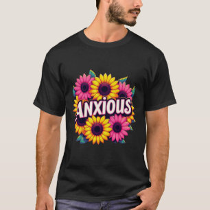 Camiseta Vinheta Ansiosa de Texto de Girassol